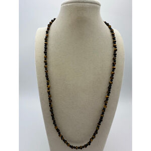 Handmade Tiger Eye and Onyx Beaded Necklace